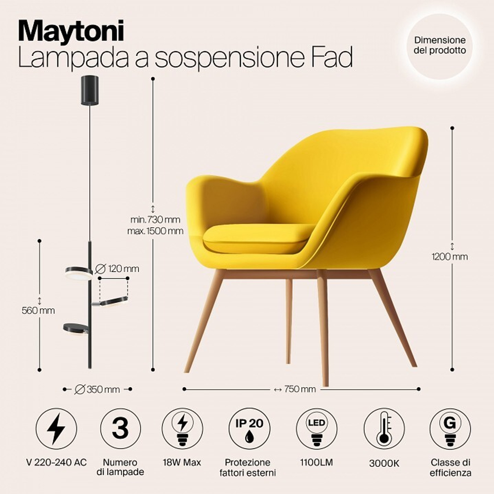 Подвесной светильник Maytoni Fad MOD070PL-L18B3K
