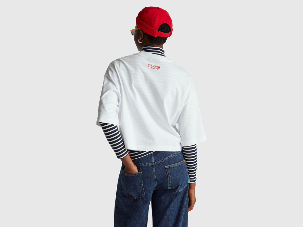 Benetton Укороченная футболка свободного кроя Stranger Things, белый