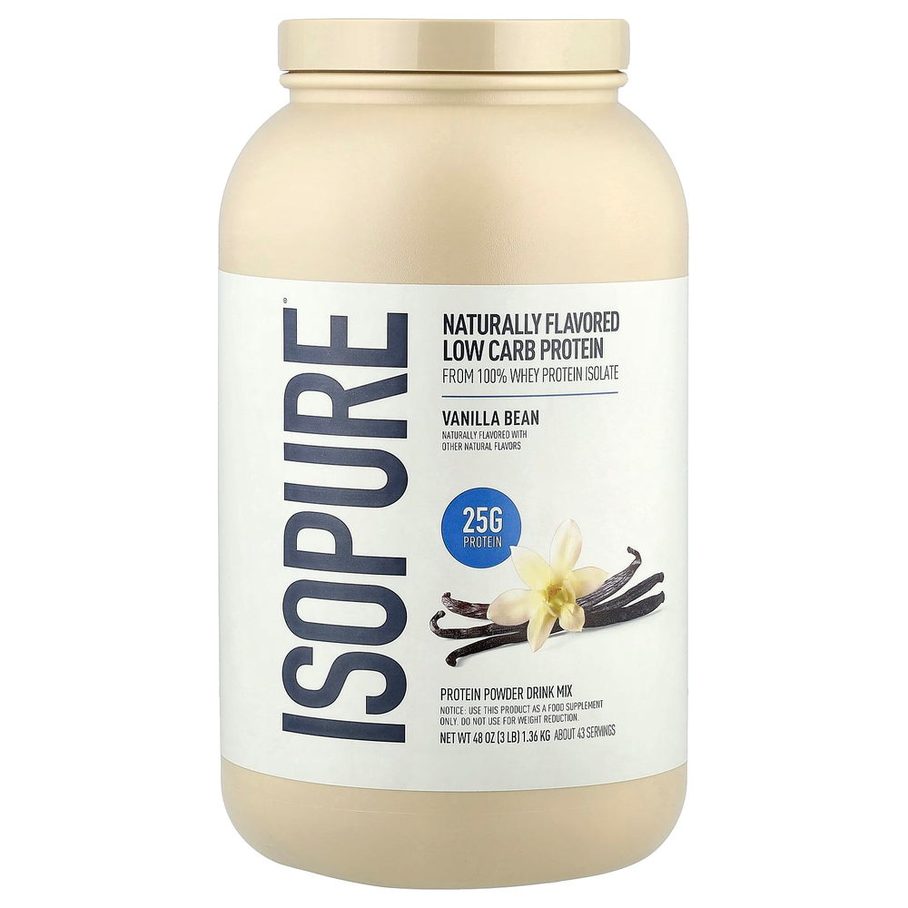 Isopure, протеиновый порошок с низким содержанием углеводов, со вкусом ванили, 1,36 кг (3 фунта)