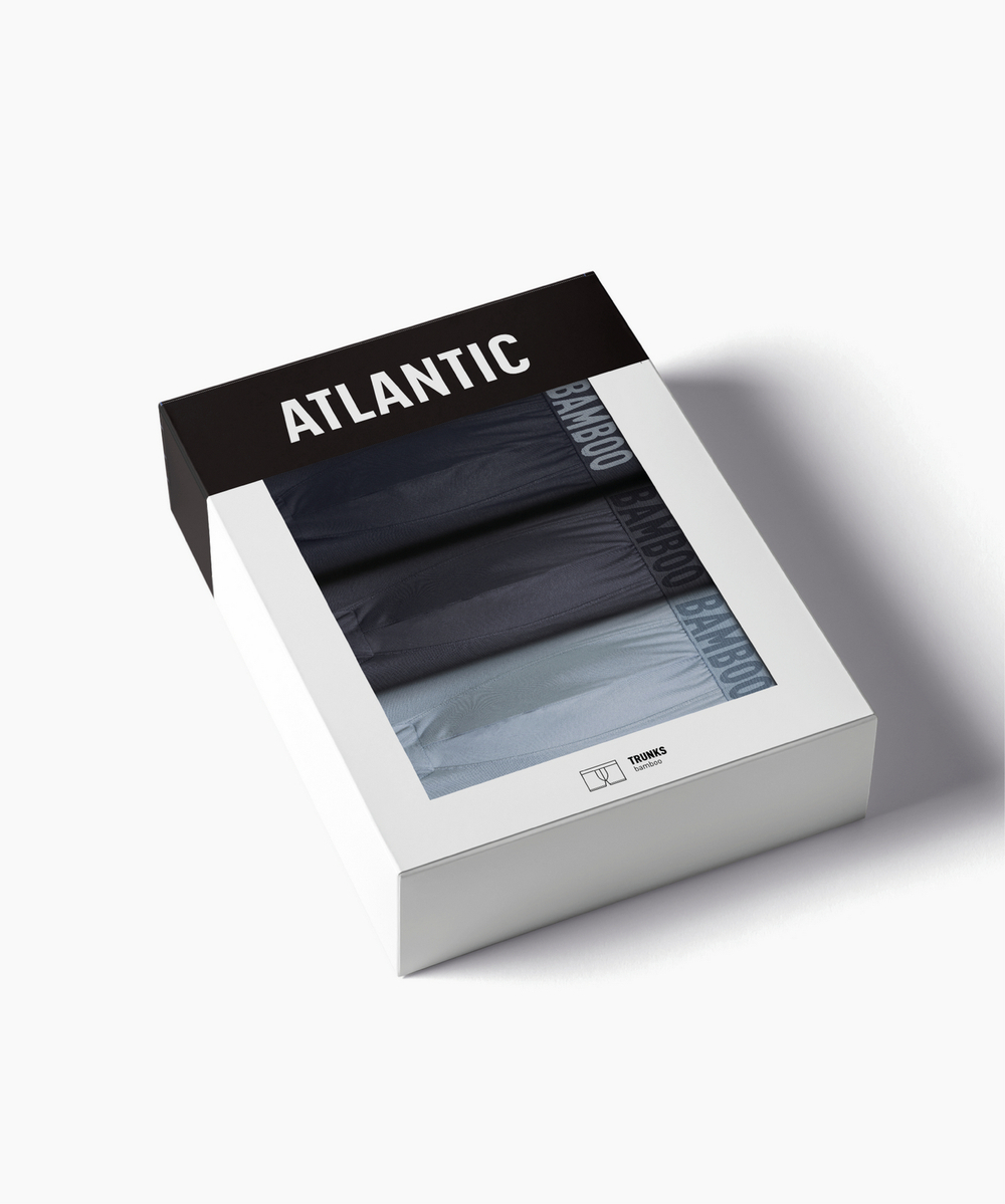 Мужские трусы шорты Atlantic, набор из 3 шт., бамбук, темно-синие + голубые + графитовые, 3MH-215