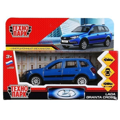 Модель ин. мет. "Lada Granta Cross 2019" 12см, откр.двери, синий в коробка GRANTACRS-12-BU (Технопарк)