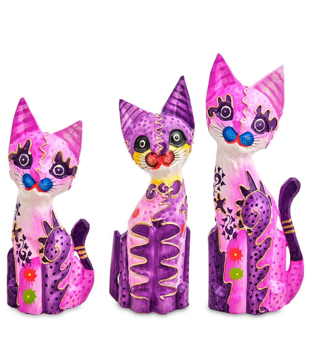 Decor and Gift 99-458 Фигурка «Кошка» н-р из трех 30,25,20 см (албезия, о.Бали)