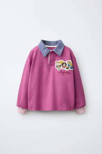 ZARA ПОЛО С НАШИВКОЙ MAFALDA ©, СИРЕНЕВЫЙ