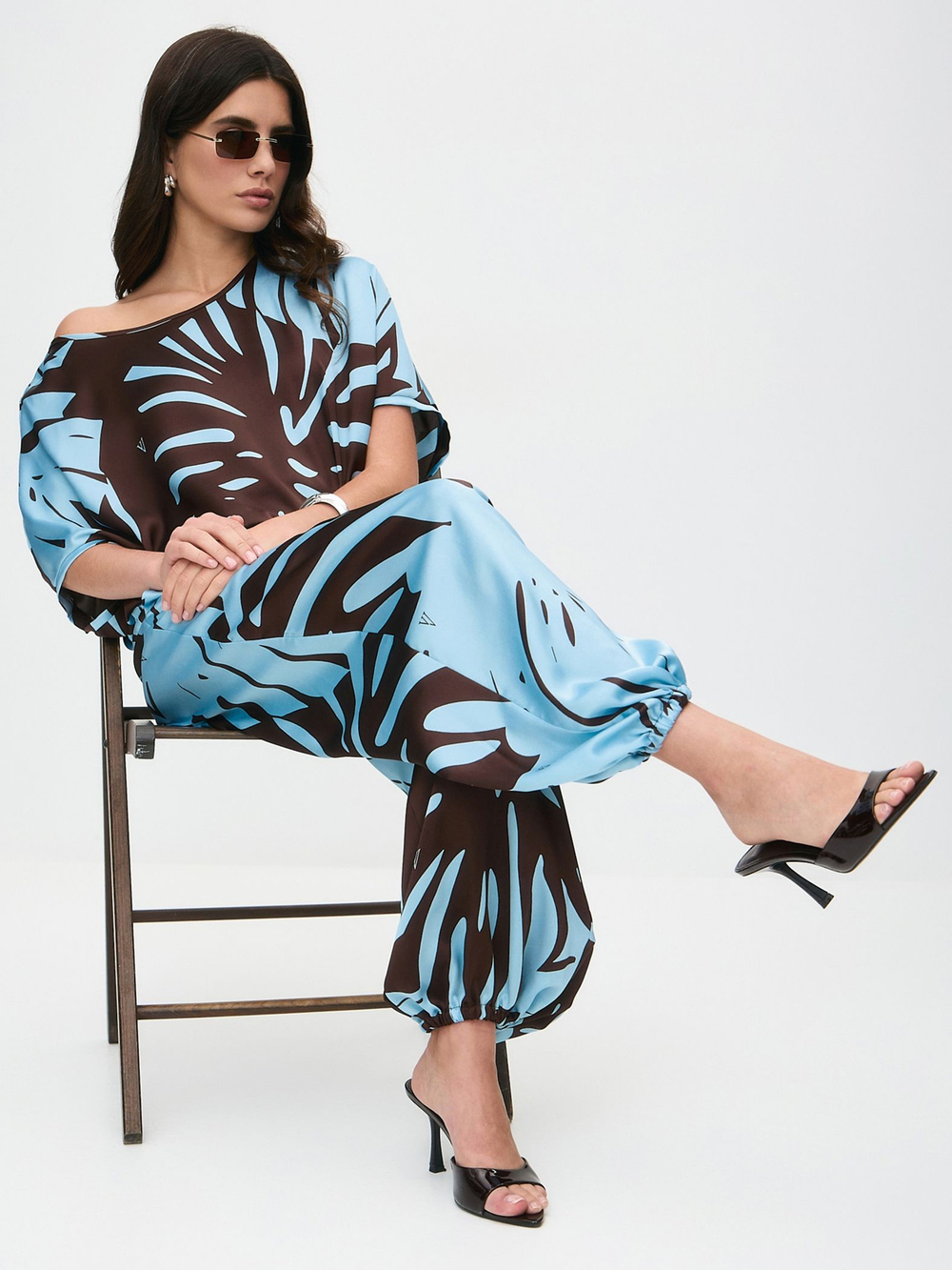 Костюм летний шелковый "ART SILK", 713.9072.09.01, цвет монстера бирюза