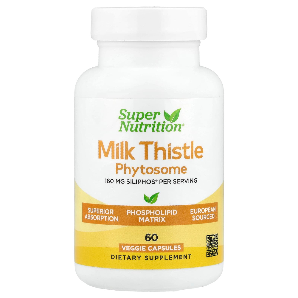 Super Nutrition, фитосомы расторопши, 160 мг, 60 растительных капсул