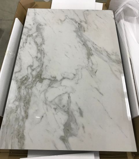 Стол CORNET 120 VOLAKAS WHITE Белый мрамор глянцевый, керамика/grey