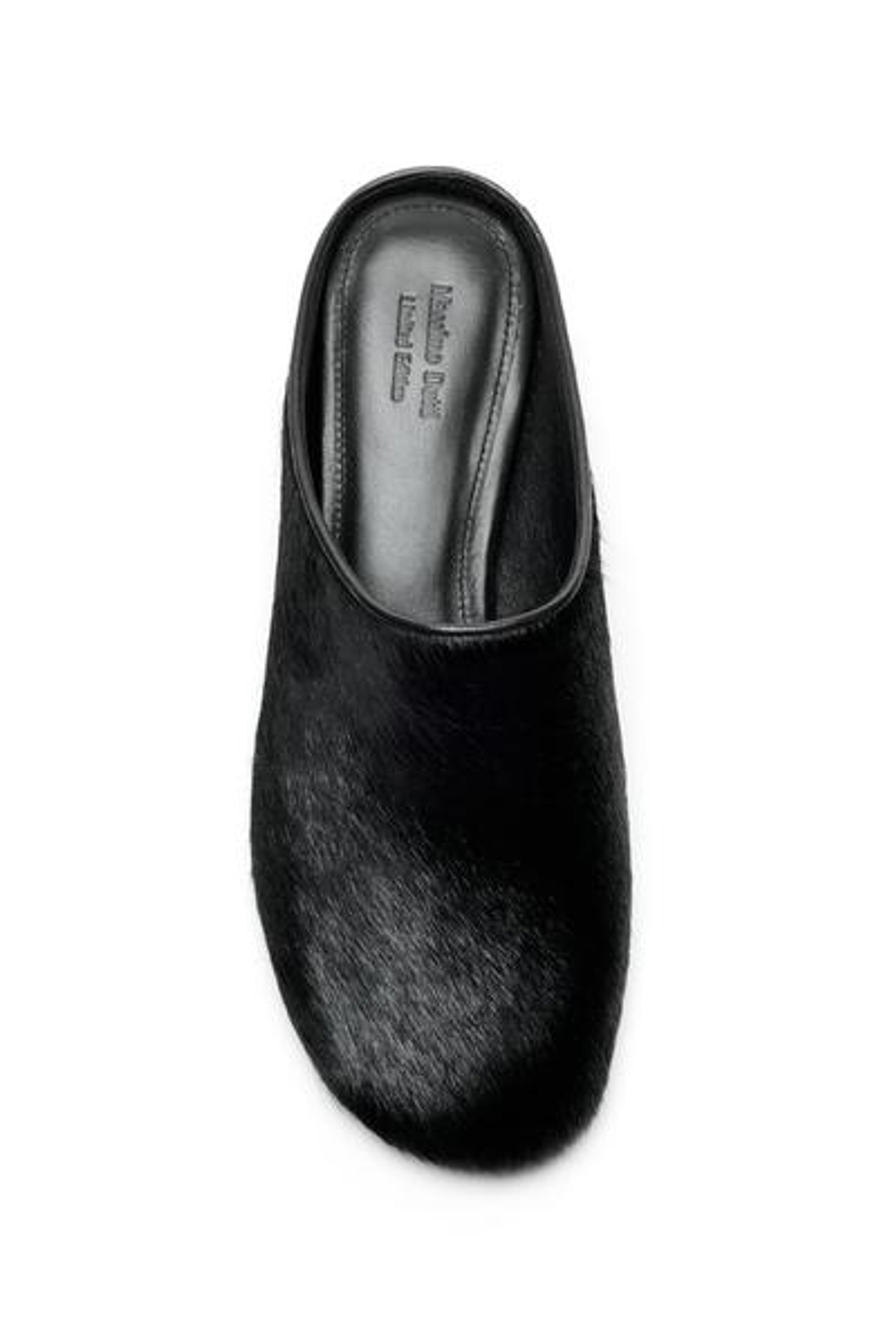Massimo Dutti Туфли на низком каблуке с открытой пяткой и меховой отделкой - Limited Edition, черный
