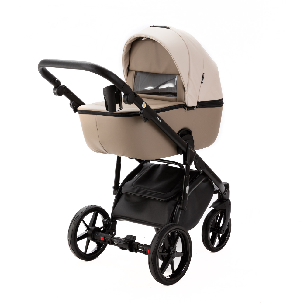 Детская универсальная коляска Adamex NOLA Deluxe 2 в 1 N-SD113 (Светло-бежевая экокожа, Темно-бежевая экокожа)