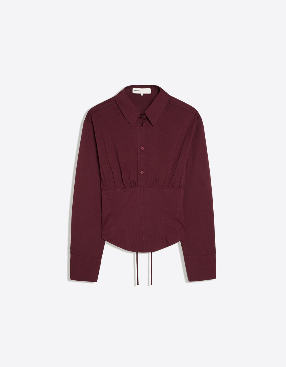 Женская рубашка с корсетным эффектом и длинными рукавами - BERSHKA