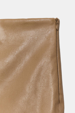 ZARA ЮБКА МИДИ ИЗ ИСКУССТВЕННОЙ КОЖИ, СВЕТЛО-КОРИЧНЕВЫЙ