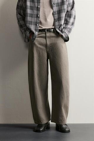 ZARA БРЮКИ WIDE FIT, ХАКИ