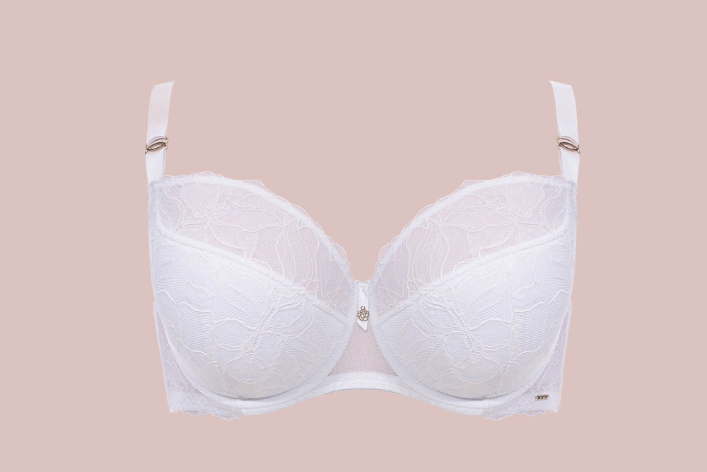 Белый кружевной бюстгальтер Glow с шитыми чашками plus size (Размер: 90G) (Цвет: белый)