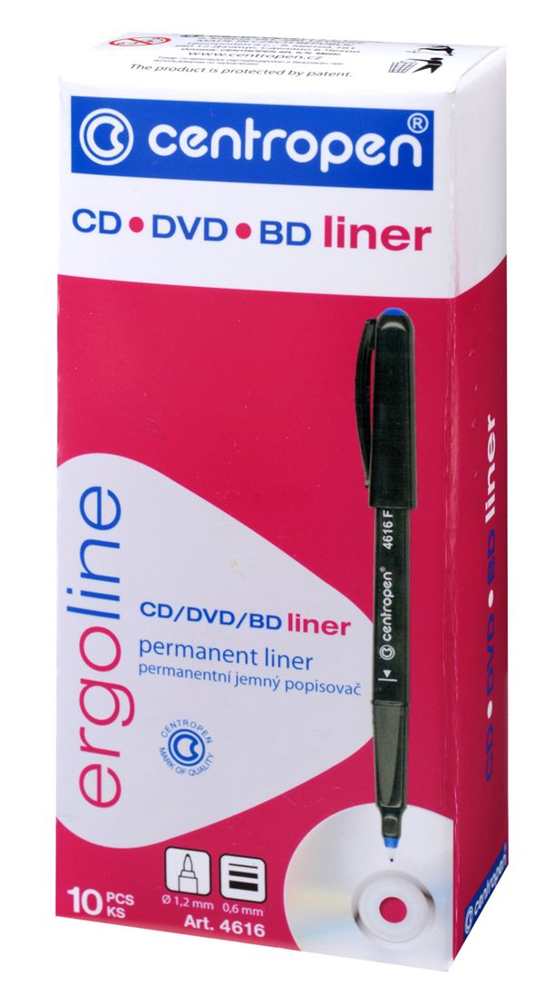 Линер для CD/DVD/BD 0.6мм 4616/1, 10 шт, 4616/1 зеленый, Centropen 4616/1