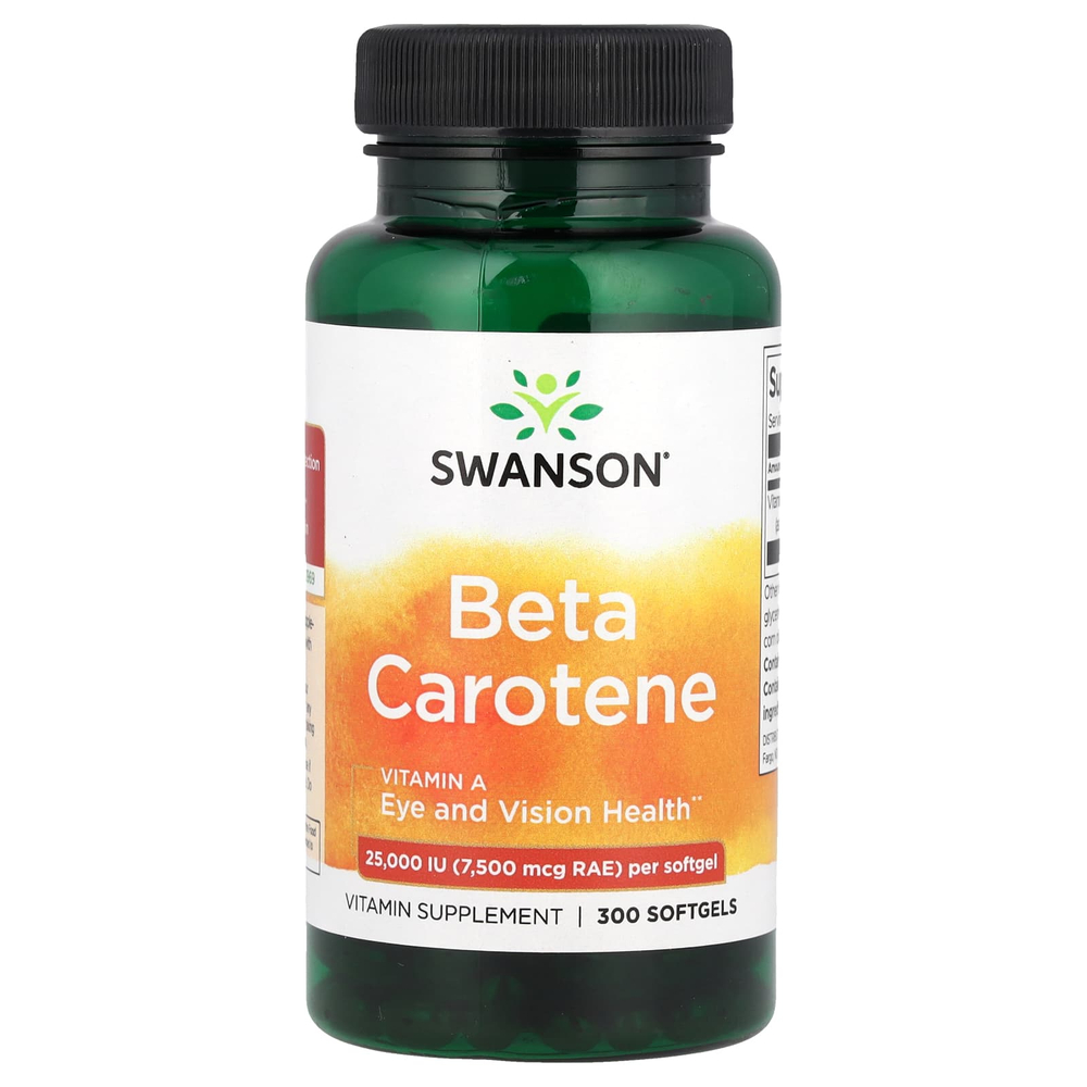 Swanson Vitamins, Бета-каротин, 25000 МЕ (7500 мкг RAE), 300 мягких таблеток