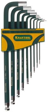 KRAFTOOL 9 шт, набор длинных имбусовых ключей (27445-H9)