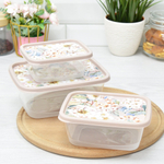 Комплект контейнеров для продуктов 3шт (0,5л; 0,85л; 1,5л), прямоугольные с декором (бежевый)