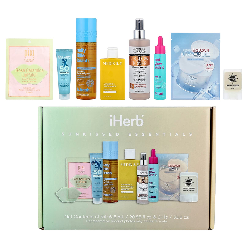 iHerb Exclusive, iHerb®, эксклюзивный набор Sunkissed Essentials, набор из 8 предметов