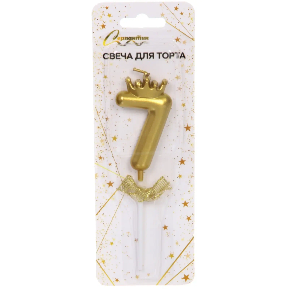 Свеча для торта Цифра Бантик «7» 12.5 см