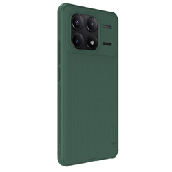 Чехол зеленого цвета (Deep Green) от Nillkin c встроенным круглым магнитом для Xiaomi Poco F6 Pro, серия Super Frosted Shield Pro Magnetic Case