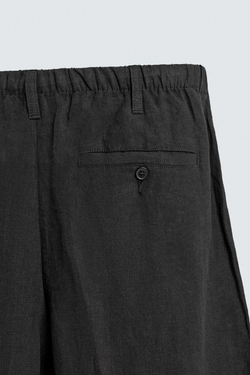 ZARA БРЮКИ СВОБОДНОГО КРОЯ ИЗ 100% ЛЬНА, ЧЕРНЫЙ