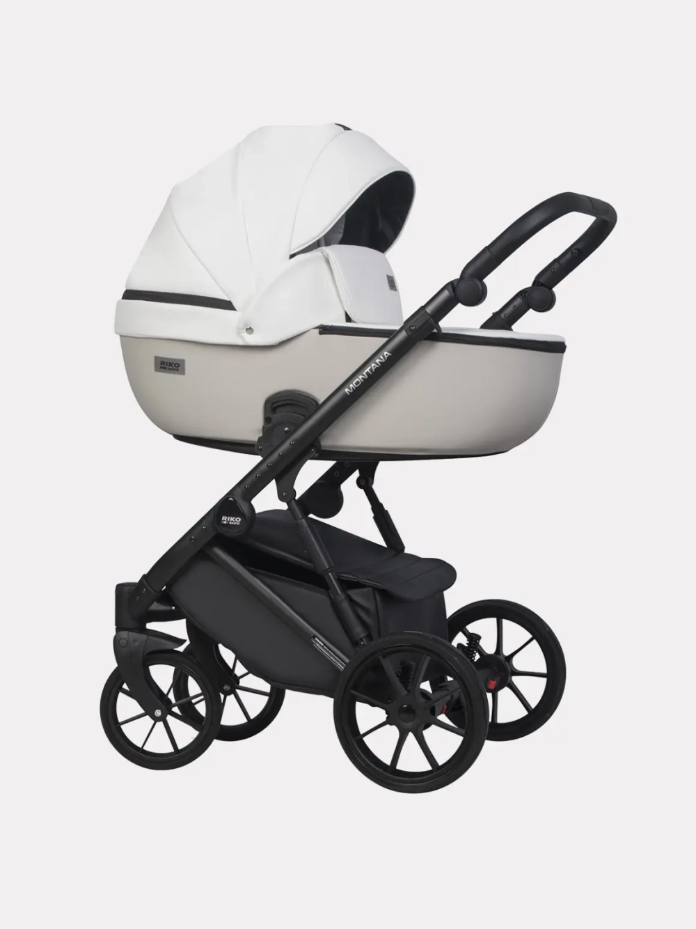 Коляска 2 в 1 Riko Basic Montana Ecco цвет 32 White-Light Silver (белый-св.серый)
