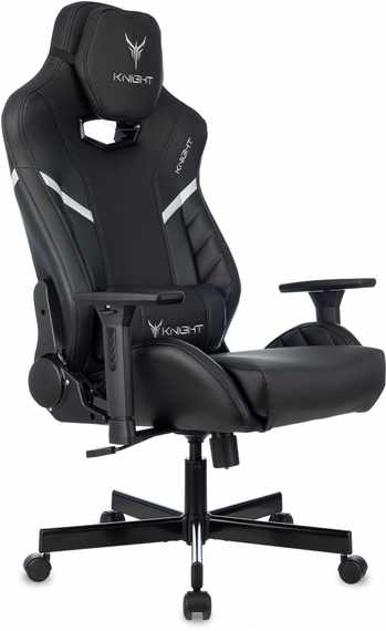Кресло игровое Knight Thunder 5X черный экокожа с подголов. крестов. металл