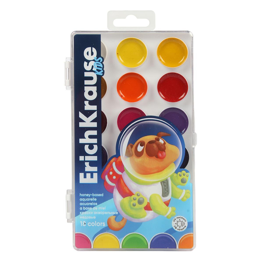 Краски акварельные медовые 18 цветов"Kids Space Animals" (ErichKrause)