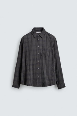 ZARA РУБАШКА RELAXED FIT В КЛЕТКУ, АНТРАЦИТОВО-СЕРЫЙ