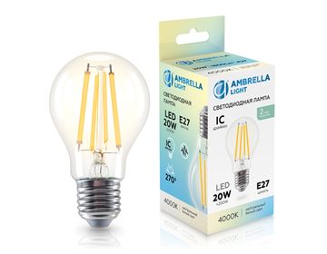 Светодиодная лампа Лон Filament LED A60 20W E27 4000K 220-240V 602014 Bulbing Ambrella