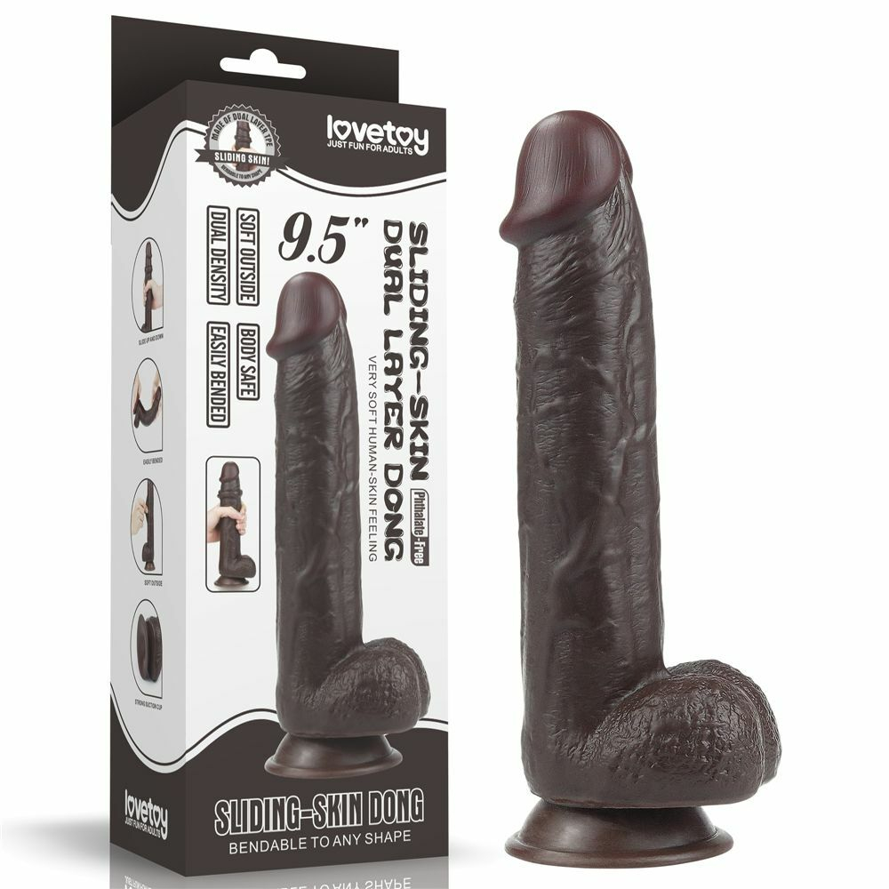 Коричневый фаллоимитатор Sliding-Skin Dong 9.5 - 24 см. (Цвет: коричневый)