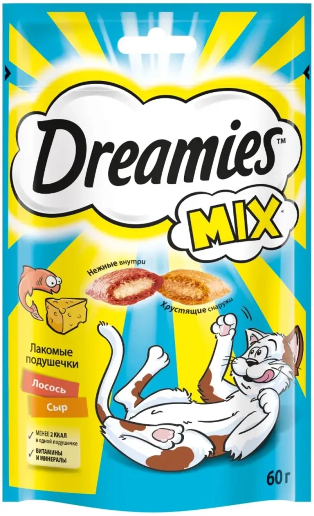 Dreamies лакомые подушечки лосось/сыр 60г