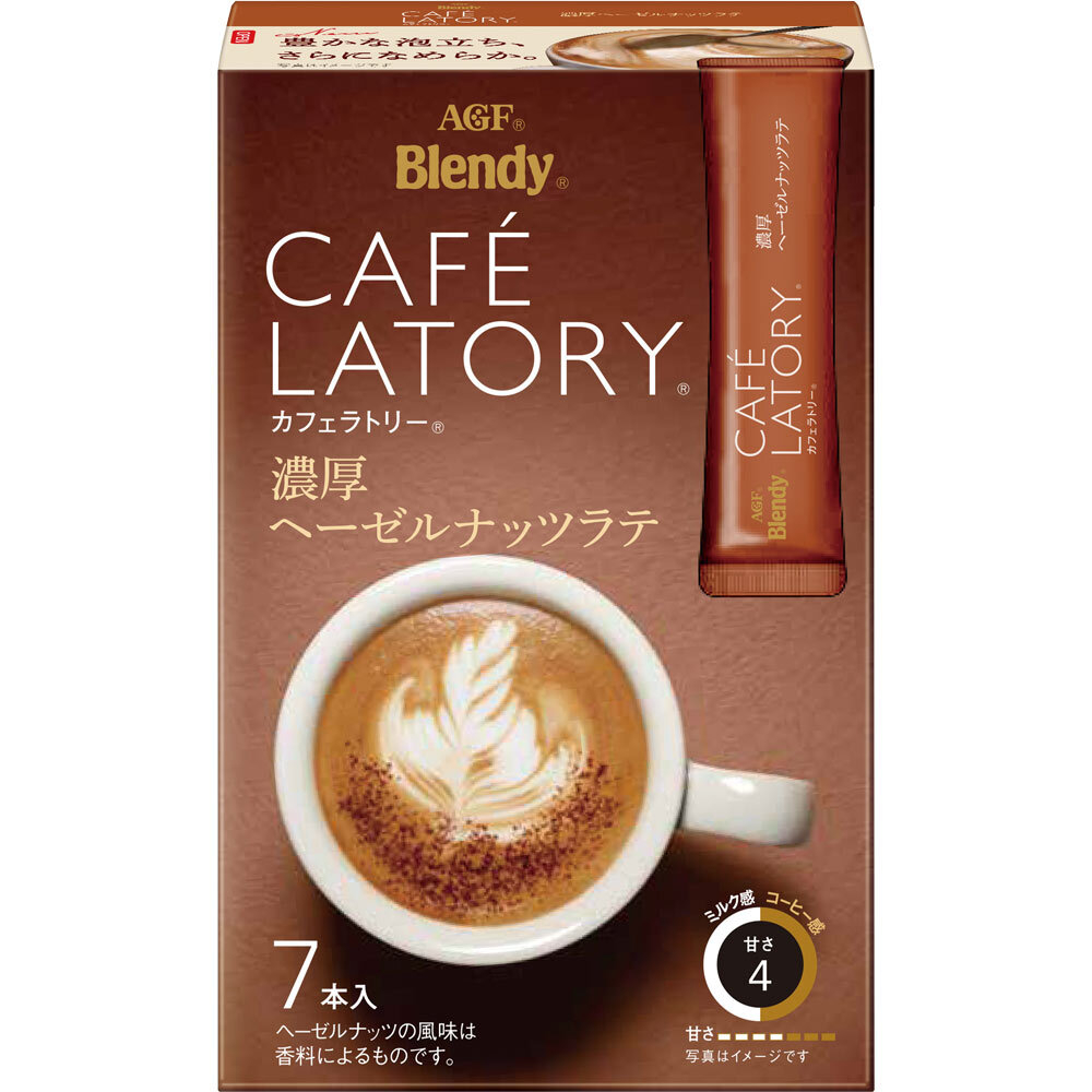 Напиток кофейный AGF Blendy Cafe Latory Stick с ароматом лесных орехов, молоком и сахаром, 7x10,5 г