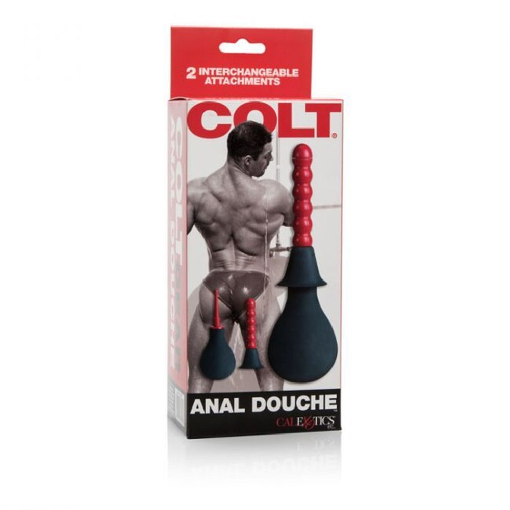 Анальный душ COLT® Anal Douche рифлёный черный (Цвет: черный с красным)