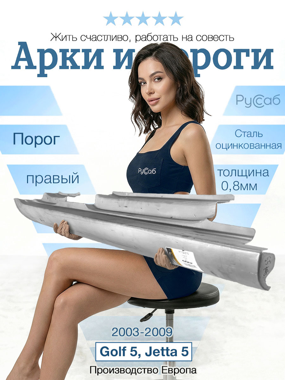 Порог правый Volkswagen Golf 5, Jetta (Potrykus)