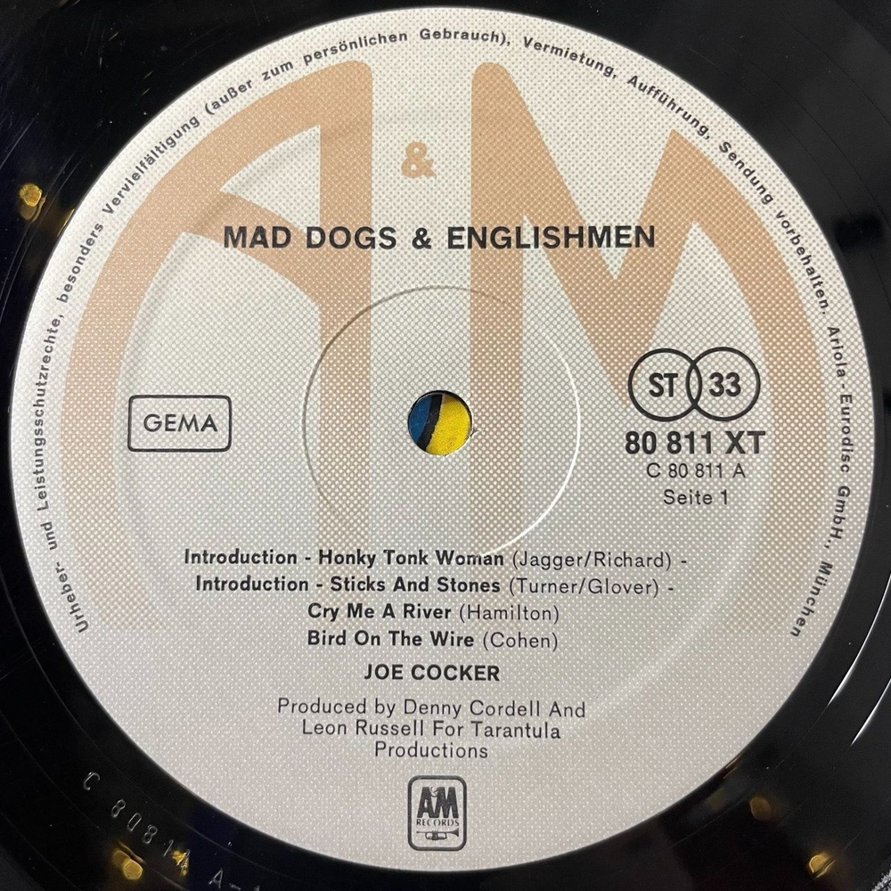 Винтажная виниловая пластинка LP Joe Cocker Mad Dogs and Englishmen (Germany 1976) Honky Tonk Women