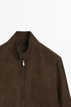 Massimo Dutti Куртка из замшевой кожи, шоколадный