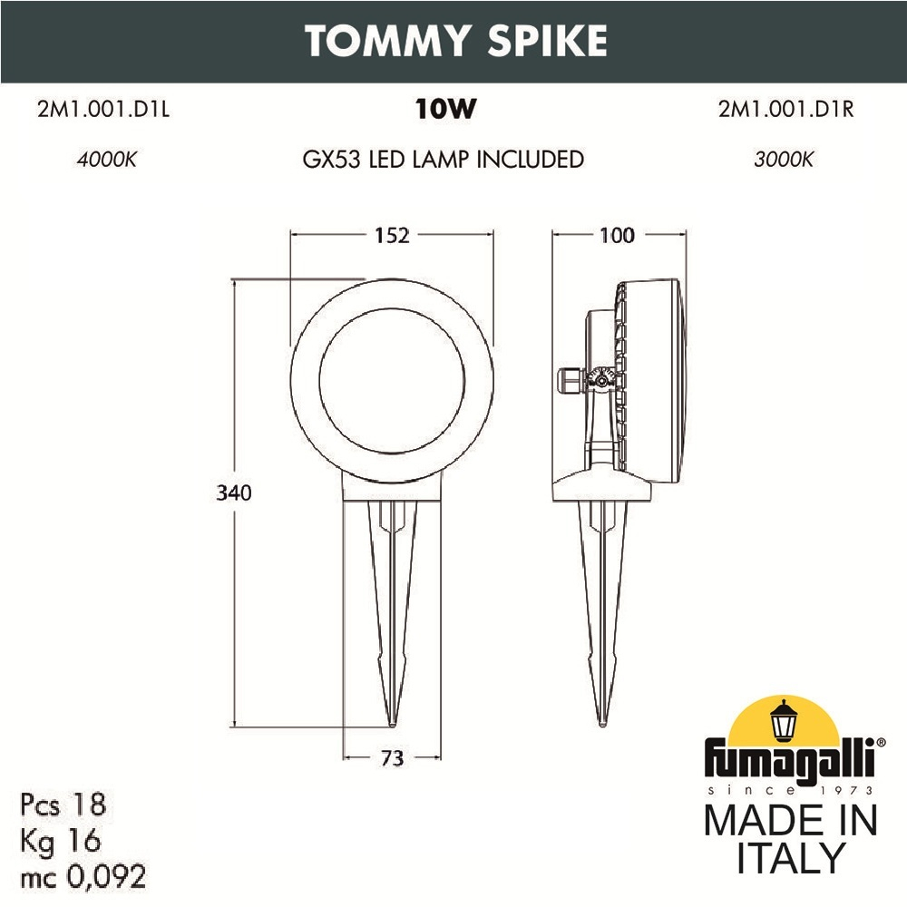 Ландшафтный светильник Fumagalli TOMMY 2M1.001.000.AXD1L