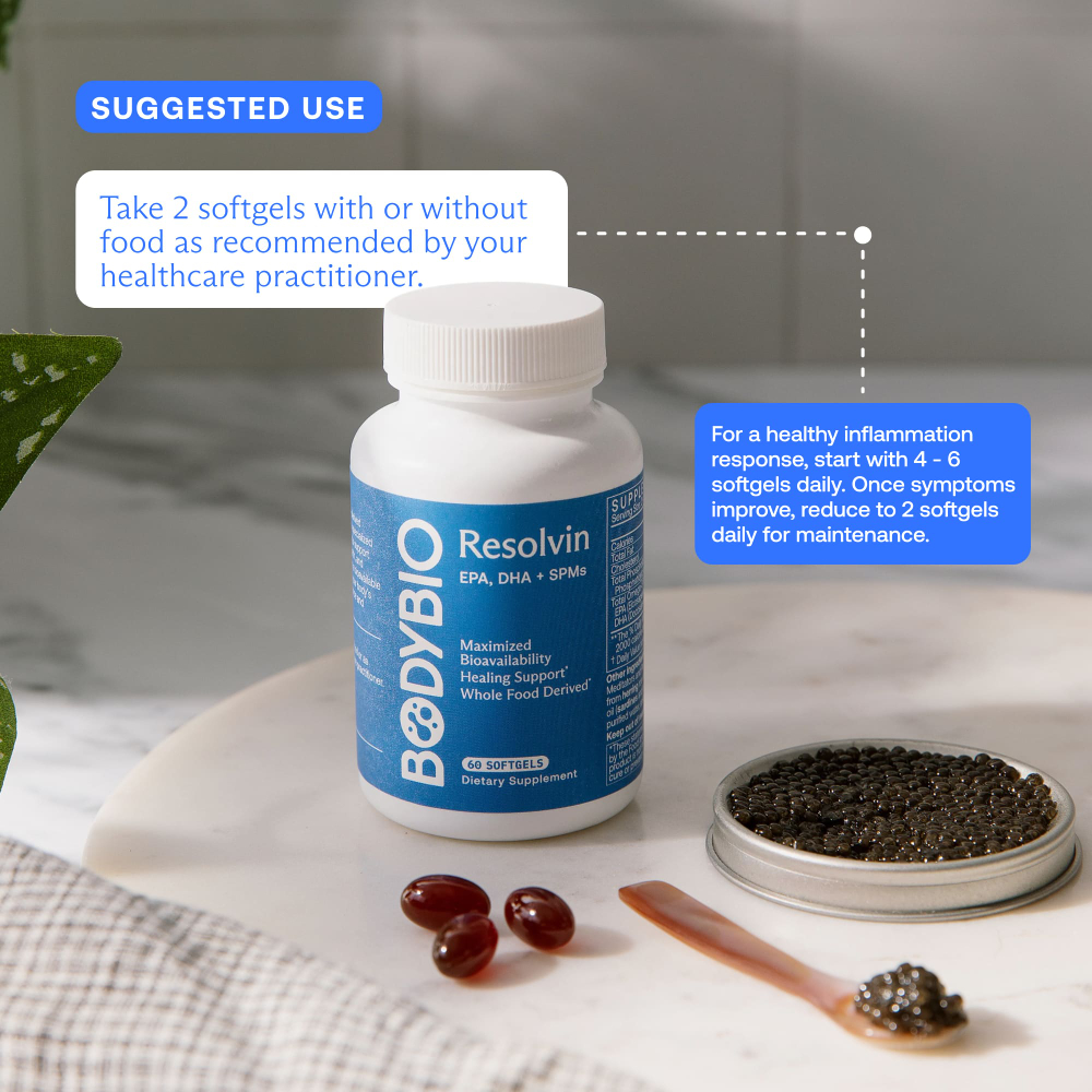 BodyBio, Resolvin, ЭПК, ДГК и СПМ, 60 капсул
