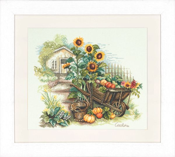 Набор для вышивания нитками Lanarte Wheelbarrow And Sunflowers