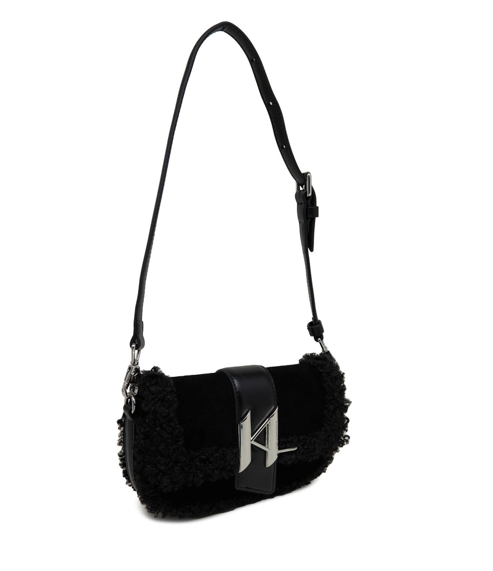 Кожаная сумка-мессенджер k/saddle suede shear Karl Lagerfeld - черный(236W3031)