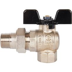 Кран шаровый со сгоном STOUT Н-В 1/2"угловой бабочка полнопроходной 32830