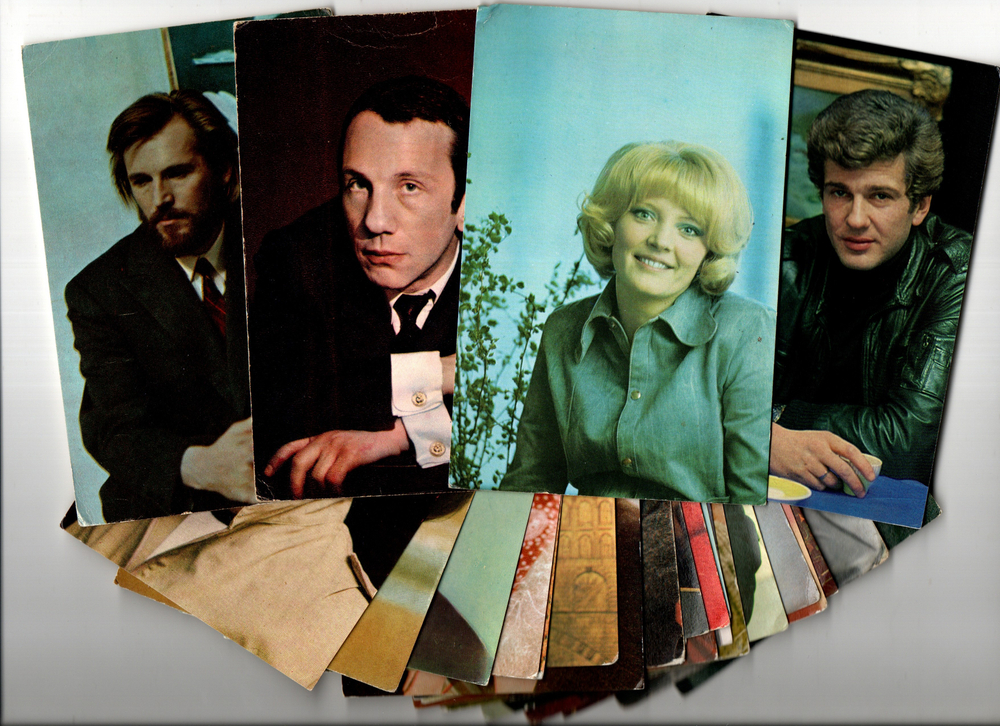 №39 Открытки Артисты и актёры СССР 1970–1980-е г. 25 штук. Цветные, чистые, без повторов