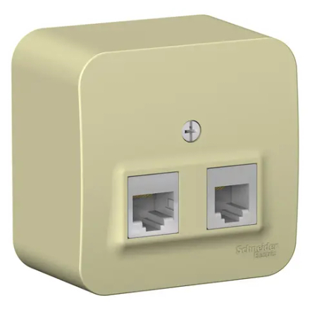 BLANCA О/У РОЗЕТКА двойная: комп.RJ45, кат.5E + телеф. RJ11, ИЗОЛ.ПЛ., БЕЖЕВЫЙ