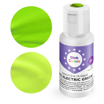 Гелевый краситель Gleb Colors 162 Electric Green (насыщенно зеленый),20 г.