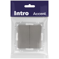 Выключатель Intro Accent 6-104-09 двойной, 10А-250В, IP20, СУ, AL/CU, титан | Intro