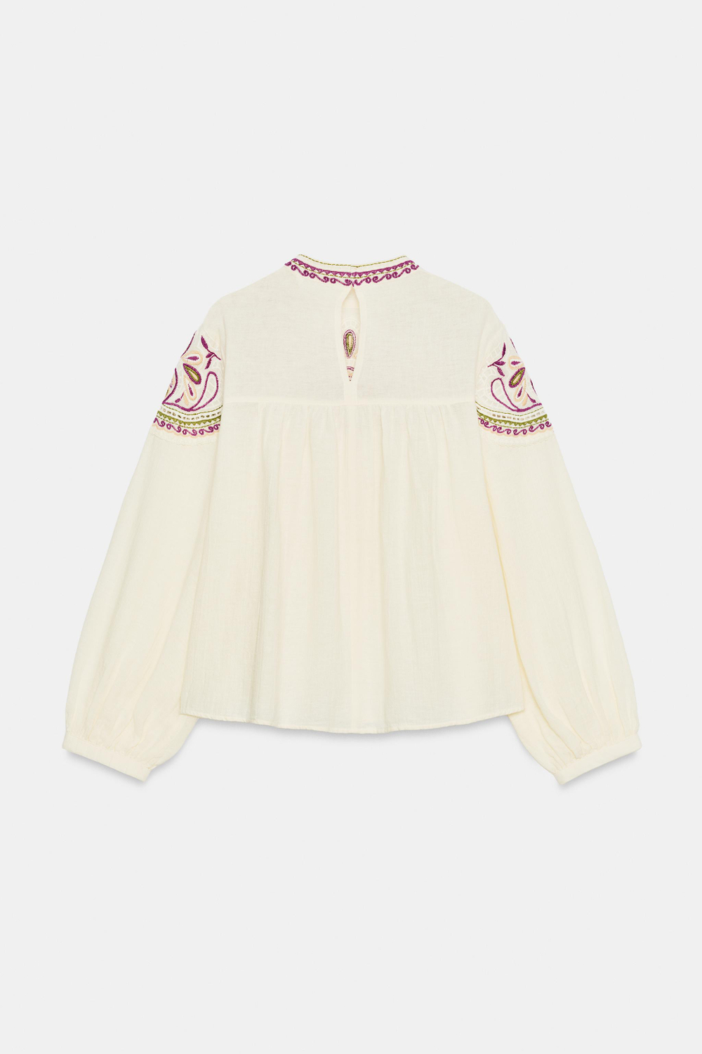 ZARA БЛУЗА С ВЫШИВКОЙ, ЭКРЮ