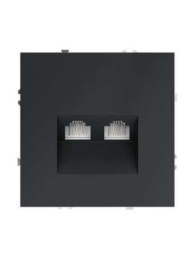 Розетка компьютерная 2-м СП S70 RJ45 + RJ45 кат.6 механизм графит Voltum VLS060207