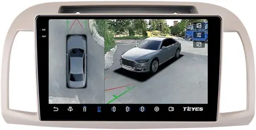 Магнитола для Nissan March K12 / Micra K12 / 2002-2010 - Teyes CC3-2K-360 монитор 9.5" 2K QLED на Android 10, Быстрая, CarPlay, 4G SIM-слот, 4 камеры в комплекте