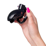 Черный мужской пояс верности 10см из пластика ToyFa Black&Red 901411-5