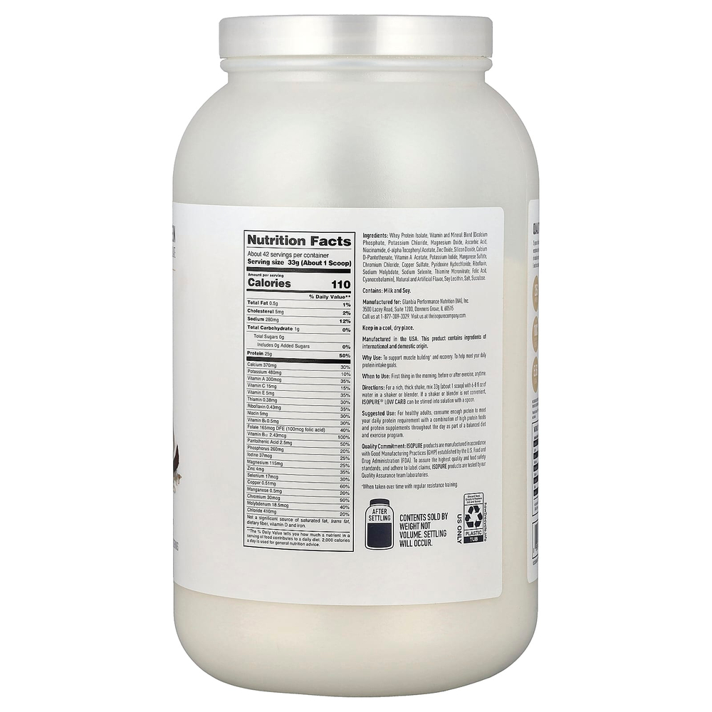Isopure, низкоуглеводный протеиновый порошок, обжаренный кокос, 1,38 кг (3,06 фунта)